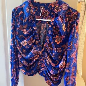 Free People floral print blouse size small